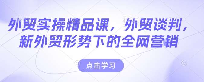 外贸实操精品课，外贸谈判，新外贸形势下的全网营销-旺仔资源库