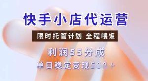 快手小店代运营，限时托管计划，收益55分，单日稳定变现多张【揭秘】-旺仔资源库