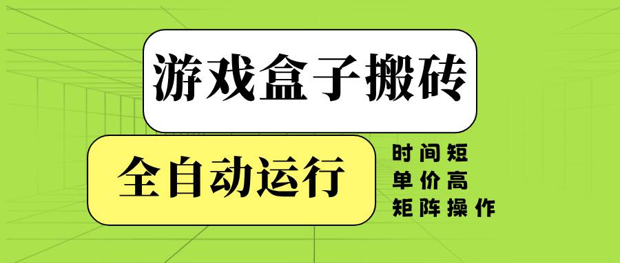 （14141期）游戏盒子全自动搬砖，时间短、单价高，矩阵操作-旺仔资源库