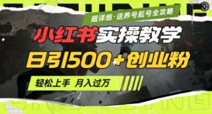 2月小红书最新日引500+创业粉实操教学【超详细】小白轻松上手，月入1W+，附小红书养号起号SOP-旺仔资源库