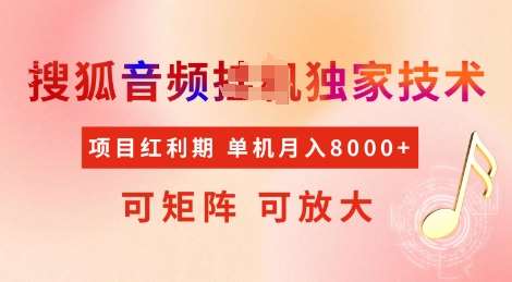 全网首发搜狐音频挂JI独家技术，项目红利期，可矩阵可放大，稳定月入8k【揭秘】-旺仔资源库