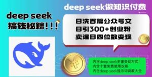 Deepseek做知识付费日洗百篇公众号文日引300+创业粉，卖课日四位数变现保姆级教程!-旺仔资源库