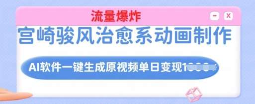 宫崎骏风治愈系动画制作，AI软件一键生成原创视频流量爆炸，单日变现多张，详细实操流程-旺仔资源库