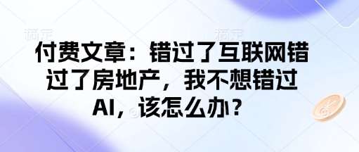 付费文章：错过了互联网错过了房地产，我不想错过AI，该怎么办？-旺仔资源库