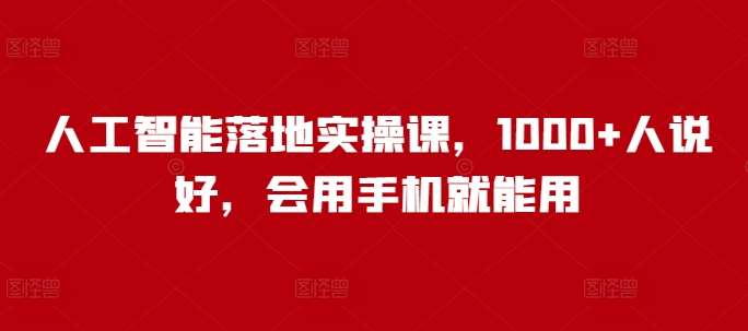 人工智能落地实操课，1000+人说好，会用手机就能用-旺仔资源库