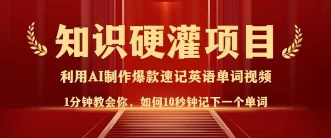 知识硬灌，10秒钟让你记住一个单词，3分钟一个视频，日入多张不是梦-旺仔资源库