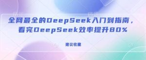 全网最全的DeepSeek入门到指南，看完DeepSeek效率提升80%(建议收藏)-旺仔资源库