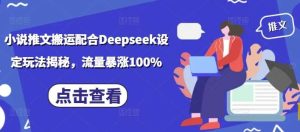 小说推文搬运配合Deepseek设定玩法揭秘，流量暴涨100%-旺仔资源库