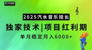 2025汽水音乐挂JI，独家技术，项目红利期，稳定月入5k【揭秘】-旺仔资源库