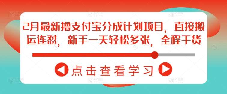 2月最新撸支付宝分成计划项目，直接搬运连怼，新手一天轻松多张，全程干货-旺仔资源库