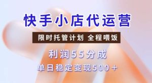 快手小店代运营3.0，模式新升级，收益55分，稳定单日5张【揭秘】-旺仔资源库