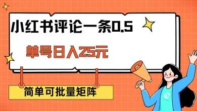 小红书评论一条0.5元 单账号一天可得25元 可矩阵操作 简单无脑靠谱【揭秘】-旺仔资源库