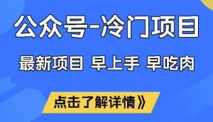 公众号冷门赛道，早上手早吃肉，单月轻松稳定变现1W【揭秘】-旺仔资源库