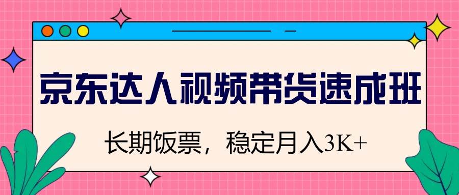 京东达人视频带货速成班，长期饭票，稳定月入3K-旺仔资源库