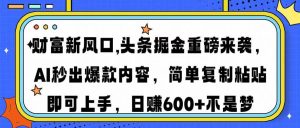 （14434期）财富新风口,头条掘金重磅来袭AI秒出爆款内容简单复制粘贴即可上手，日…-旺仔资源库