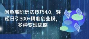 闲鱼高阶玩法技巧4.0，轻松日引300+精准创业粉，多种变现思路-旺仔资源库