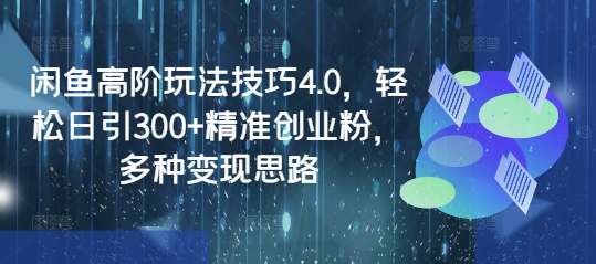 闲鱼高阶玩法技巧4.0，轻松日引300+精准创业粉，多种变现思路-旺仔资源库