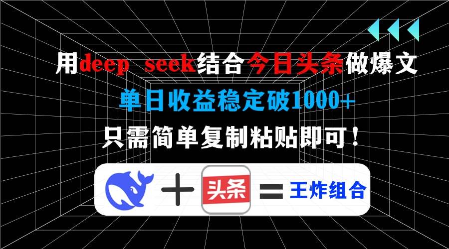 （14483期）用deep seek结合今日头条做爆文，单日收益稳定破1000+，只需简单复制粘…-旺仔资源库