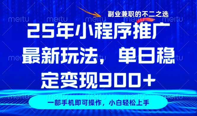 （14550期）25年小程序推广最新玩法，稳定日入900+，副业兼职的不二之选-旺仔资源库