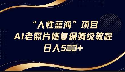 人性蓝海AI老照片修复项目保姆级教程，长期复购，轻松日入5张-旺仔资源库