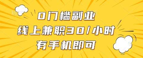 0门槛副业，线上兼职30一小时，有手机即可【揭秘】-旺仔资源库