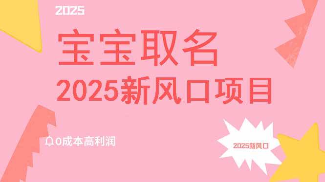 （14593期）2025新风口项目宝宝取名，0成本高利润，附保姆级教程，月入过万不是梦-旺仔资源库