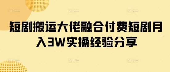 短剧搬运大佬融合付费短剧月入3W实操经验分享-旺仔资源库
