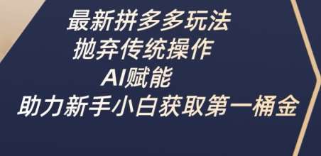 最新拼多多玩法，抛弃传统操作，AI赋能，助力新手小白获取第一桶金-旺仔资源库