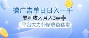 （14127期）撸广告躺赚，单设备日入1000+，月入3w+，今年最强撸广告上线-旺仔资源库