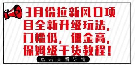 3月份拉新风口项目全新升级玩法，门槛低，佣金高，保姆级干货教程-旺仔资源库