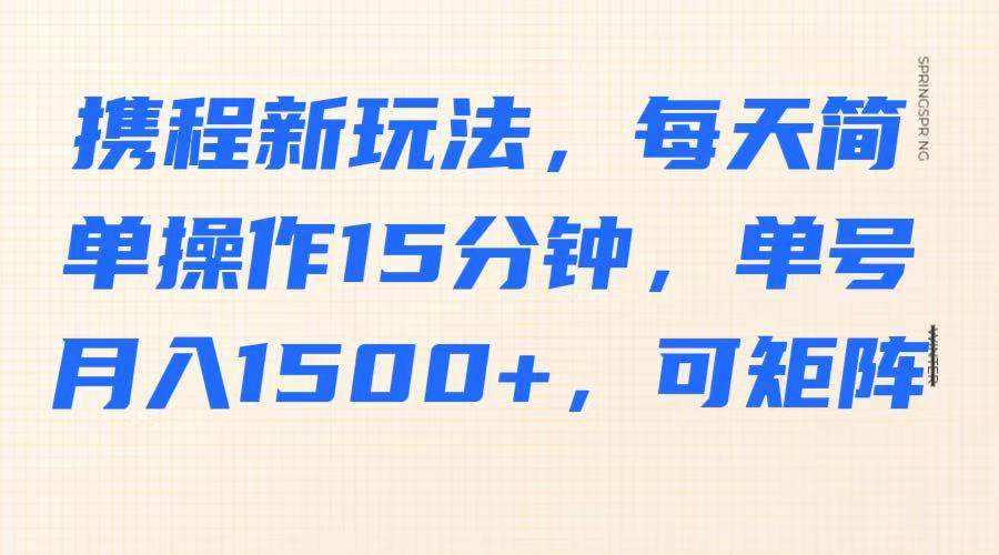 携程新玩法，每天简单操作15分钟，单号月入1500+，可矩阵-旺仔资源库