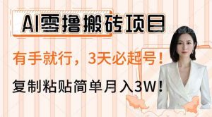 （14134期）AI零撸搬砖项目玩法，有手就行，3天必起号，复制粘贴简单月入3W！-旺仔资源库