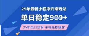 25年3月最新小程序升级玩法，单日稳定收益数张，风口项目，一个手机轻松操作【揭秘】-旺仔资源库