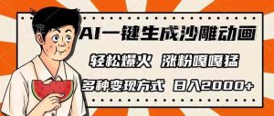 （14161期）AI一键生成沙雕动画，单视频破千万播放，多种变现方式，日入2000+-旺仔资源库