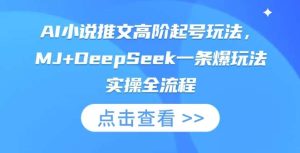 AI小说推文高阶起号玩法，MJ+DeepSeek一条爆玩法实操全流程-旺仔资源库