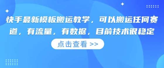 快手最新模板搬运教学，可以搬运任何赛道，有流量，有数据，目前技术很稳定-旺仔资源库