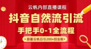 【云帆内部直播课】抖音最新自然模版引流玩法，单号单日引300+精准创业粉-旺仔资源库