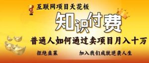 互联网项目天花板,知付付费项目,普通人如何通过卖项目月入十个,拒绝韭菜【揭秘】-旺仔资源库