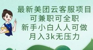 最新美团云客服项目,可兼职可全职,新手小白人人可做,月入3k无压力-旺仔资源库