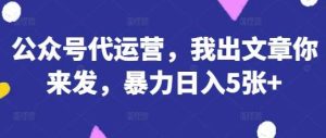 公众号代运营,我出文章你来发,暴力日入5张+【揭秘】-旺仔资源库