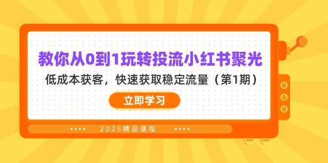 教你从0到1玩转投流小红书聚光，低成本获客，快速获取稳定流量（第1期）-旺仔资源库