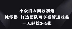 小众旧衣回收赛道,纯零撸 打造团队可享受管道收益,一天轻松3张-旺仔资源库