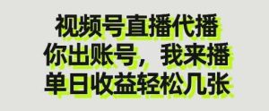 视频号直播代播，你出账号我来播，单日收益轻松几张【揭秘】-旺仔资源库