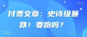 付费文章：史诗级暴跌！要跑吗？-旺仔资源库