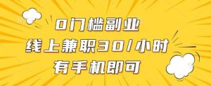 0门槛兼职副业，线上兼职30一小时，有部手机即可【揭秘】-旺仔资源库