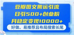 （14323期）豆瓣图文搬运引流，日引500+创业粉，月稳定变现10000+，好做、易推荐且…-旺仔资源库