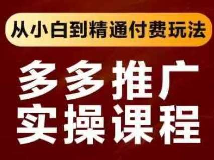 拼多多推广实操课程，从小白到精通付费玩法-旺仔资源库