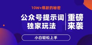 (14364期)公众号提示词玩法,10W+爆文最简单快速的方法,小白轻松上手-旺仔资源库