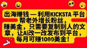 利用kicksta平台帮老外涨粉挣美金，每月收益1000美刀-旺仔资源库