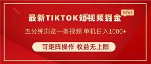 （14411期）TIKTOK短视频暴力掘金 单机收益500+收益无上限 可矩阵操作 实现睡后收入-旺仔资源库